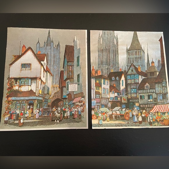 Set of 2 English Foil Vintage Prints - Picture 1 of 7
